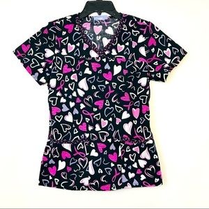 SB Scrubs Top Black/Pink Breast Cancer Print- Size S?